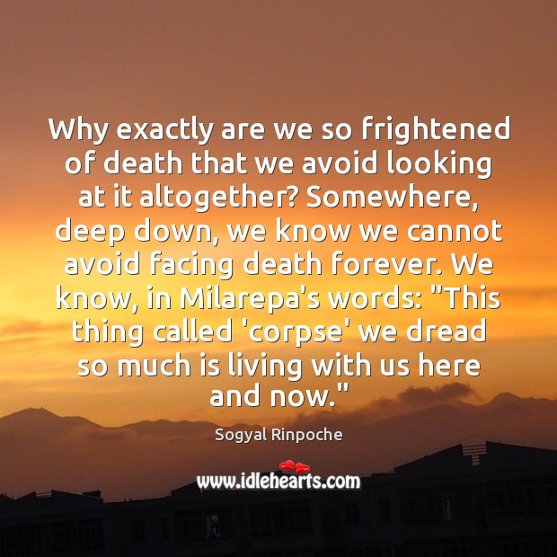 Why exactly are we so frightened of death that we avoid looking Sogyal Rinpoche Picture Quote