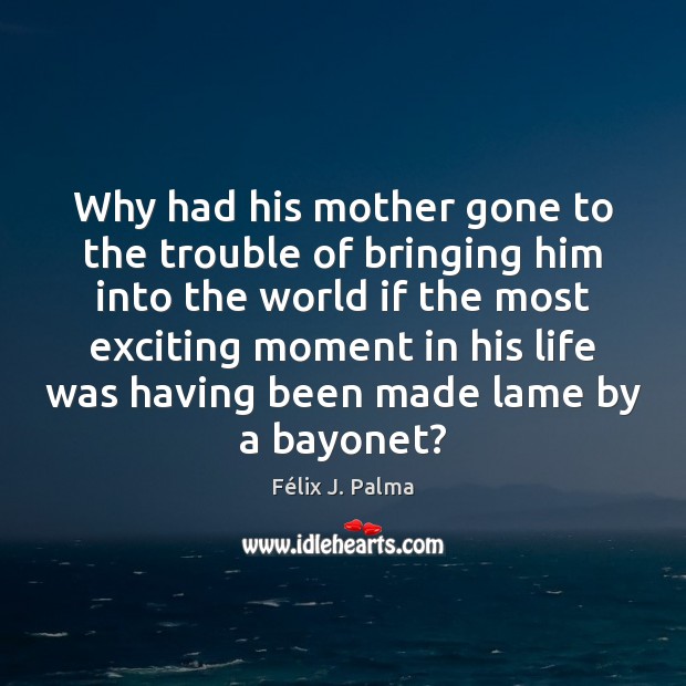 Why had his mother gone to the trouble of bringing him into Félix J. Palma Picture Quote