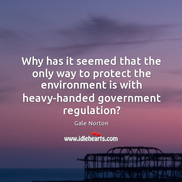 Why has it seemed that the only way to protect the environment is with Gale Norton Picture Quote
