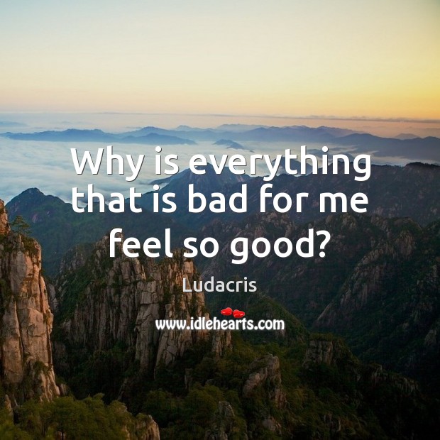 Why is everything that is bad for me feel so good? Ludacris Picture Quote