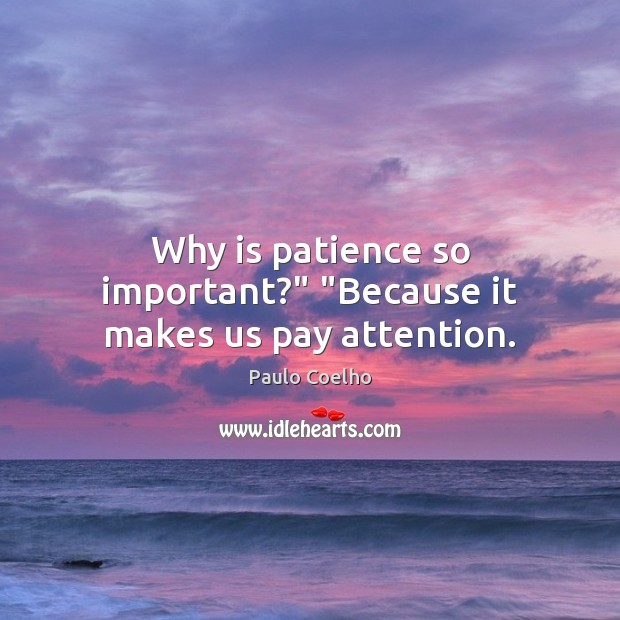 Why is patience so important?” “Because it makes us pay attention. Image