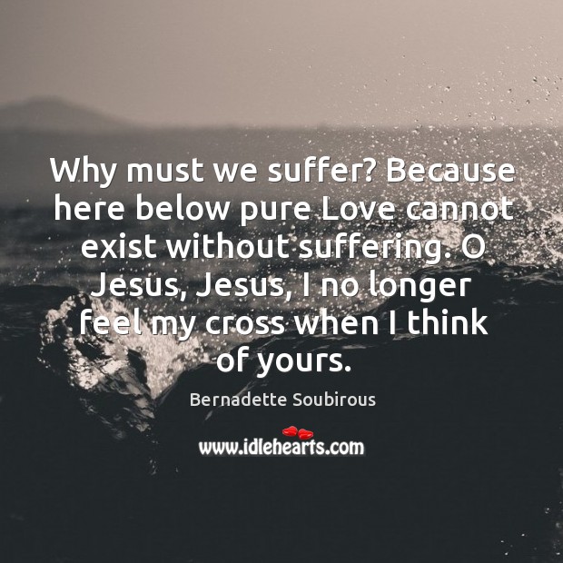 Why must we suffer? Because here below pure Love cannot exist without Bernadette Soubirous Picture Quote
