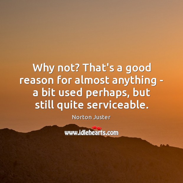 Why not? That’s a good reason for almost anything – a bit Norton Juster Picture Quote