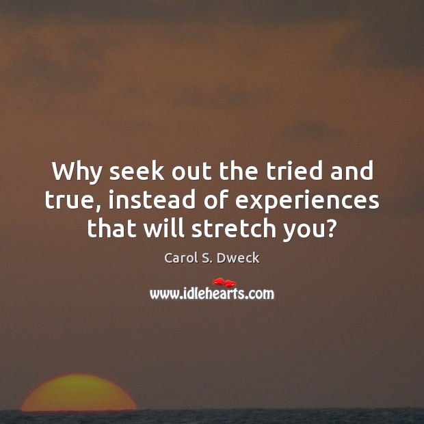 Why seek out the tried and true, instead of experiences that will stretch you? Image