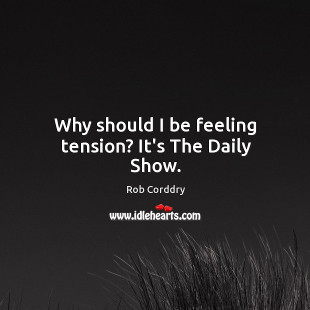 Why should I be feeling tension? It’s The Daily Show. Rob Corddry Picture Quote