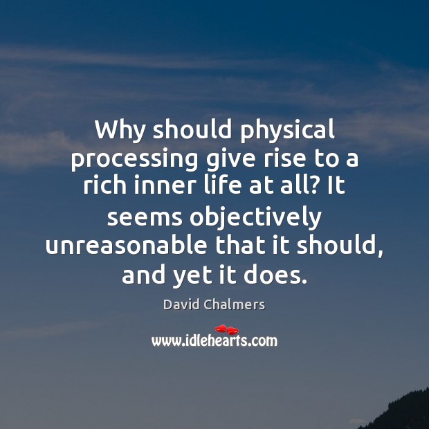 Why should physical processing give rise to a rich inner life at David Chalmers Picture Quote