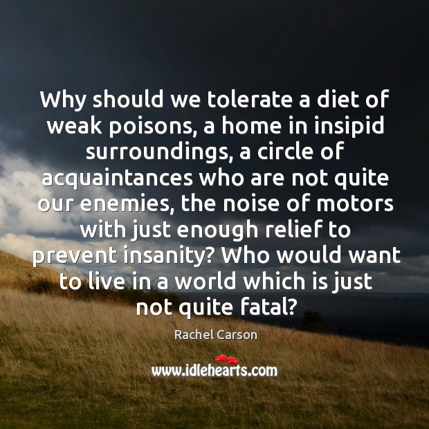 Why should we tolerate a diet of weak poisons, a home in Rachel Carson Picture Quote