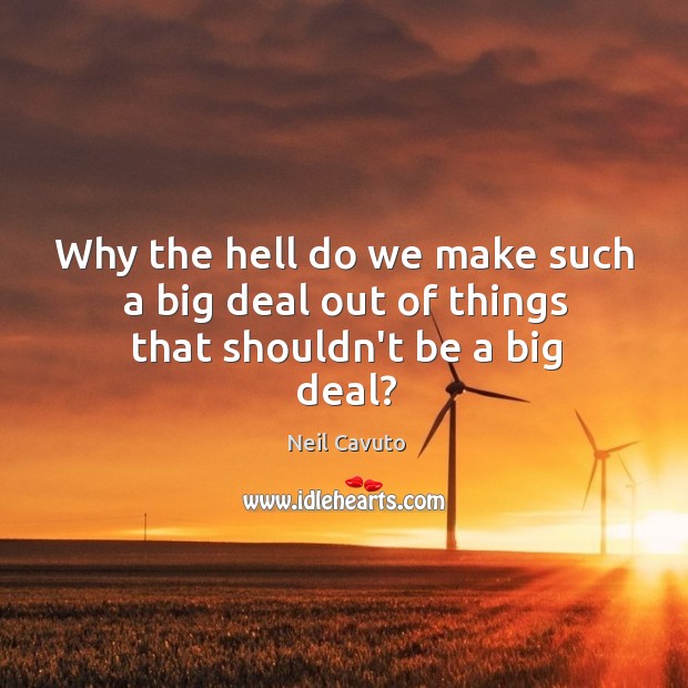 Why the hell do we make such a big deal out of things that shouldn’t be a big deal? Neil Cavuto Picture Quote
