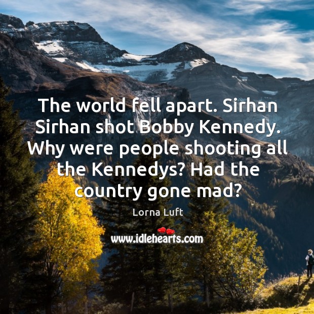 Why were people shooting all the kennedys? had the country gone mad? Lorna Luft Picture Quote