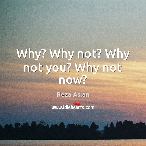 Why? Why not? Why not you? Why not now? Reza Aslan Picture Quote