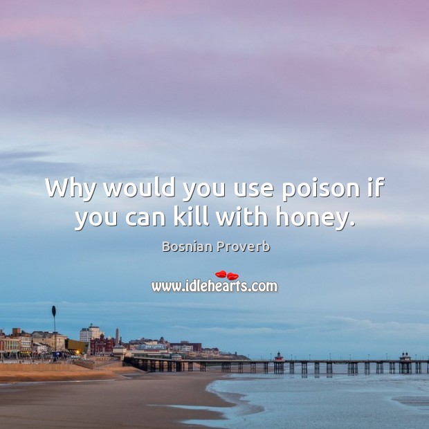 Why would you use poison if you can kill with honey. Bosnian Proverbs Image