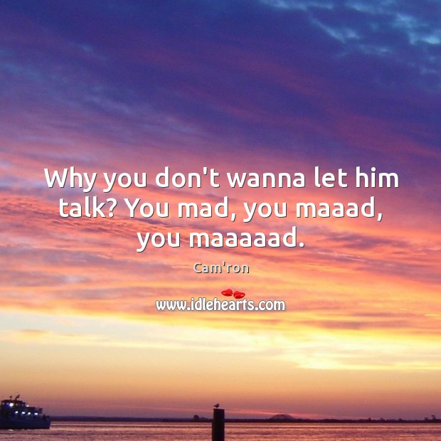 Why you don’t wanna let him talk? You mad, you maaad, you maaaaad. Cam’ron Picture Quote