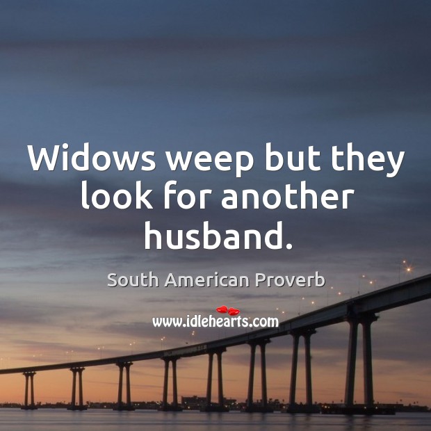 Widows weep but they look for another husband. South American Proverbs Image