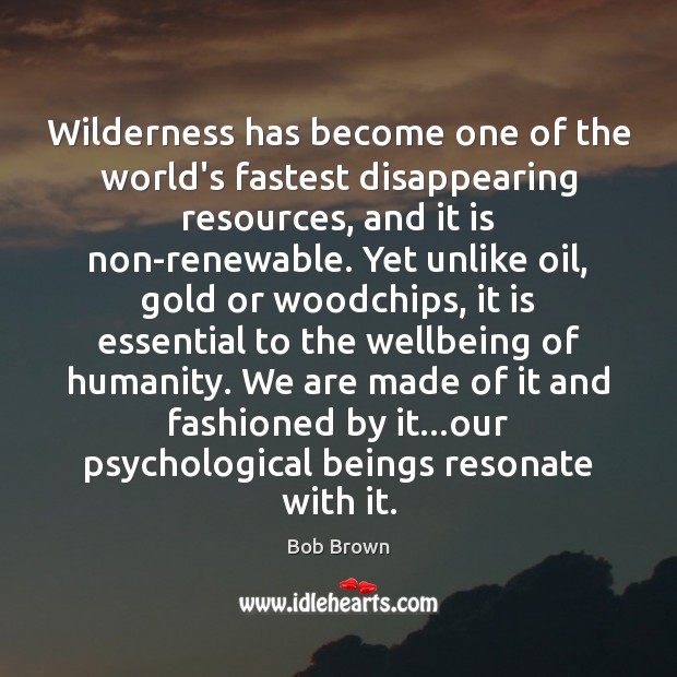 Wilderness has become one of the world’s fastest disappearing resources, and it Bob Brown Picture Quote