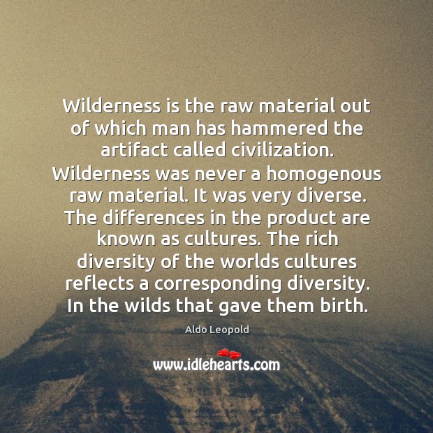 Wilderness is the raw material out of which man has hammered the Aldo Leopold Picture Quote