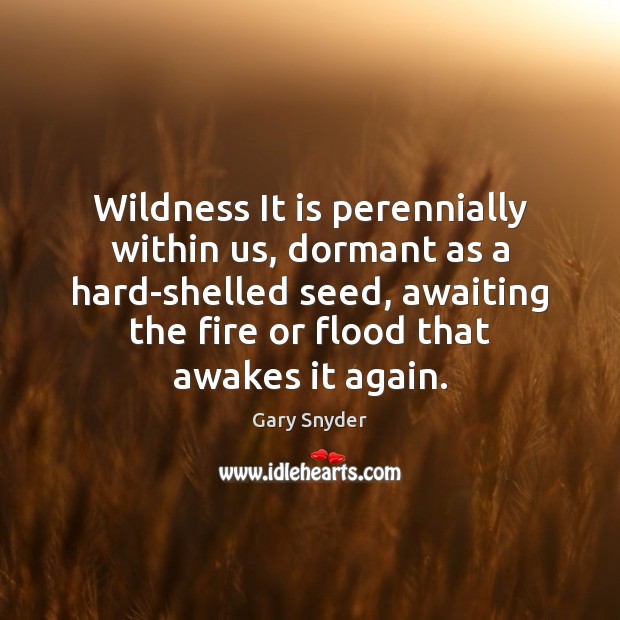 Wildness It is perennially within us, dormant as a hard-shelled seed, awaiting Gary Snyder Picture Quote