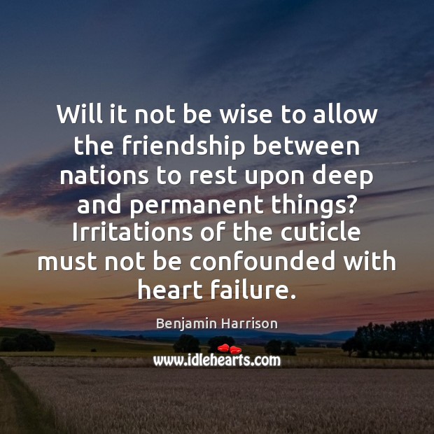 Will it not be wise to allow the friendship between nations to Wise Quotes Image