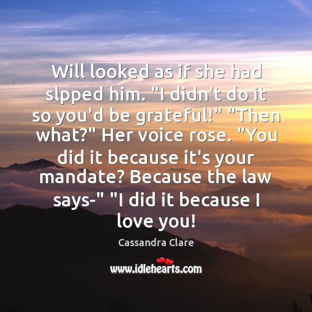 Will looked as if she had slpped him. “I didn’t do it Be Grateful Quotes Image