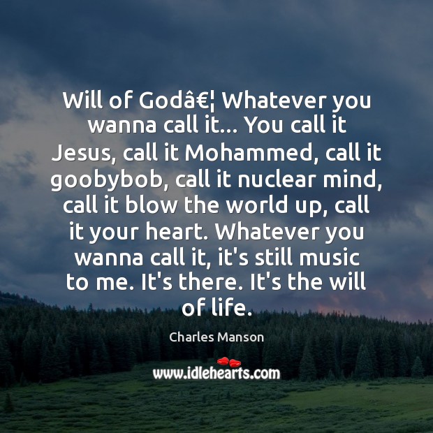 Will of Godâ€¦ Whatever you wanna call it… You call it Jesus, Charles Manson Picture Quote