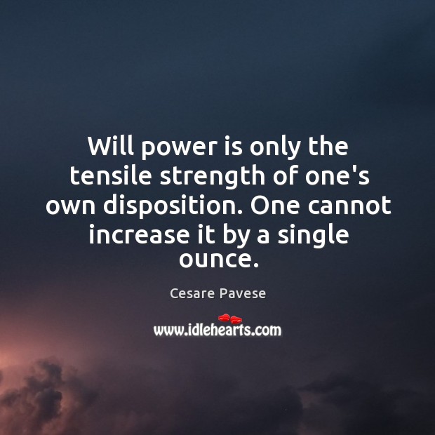 Will power is only the tensile strength of one’s own disposition. One Will Power Quotes Image