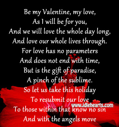 Will you be my valentine, my love? Valentine’s Day Quotes Image