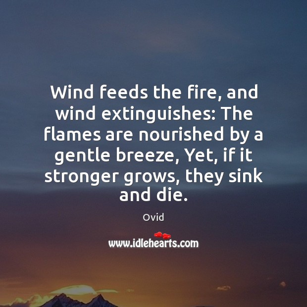 Wind feeds the fire, and wind extinguishes: The flames are nourished by Ovid Picture Quote