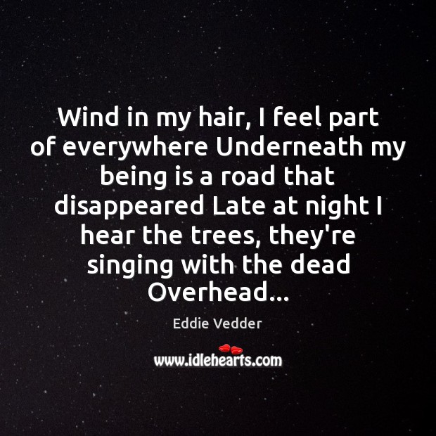 Wind in my hair, I feel part of everywhere Underneath my being Eddie Vedder Picture Quote