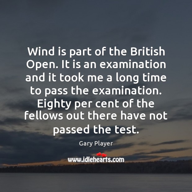 Wind is part of the British Open. It is an examination and Gary Player Picture Quote