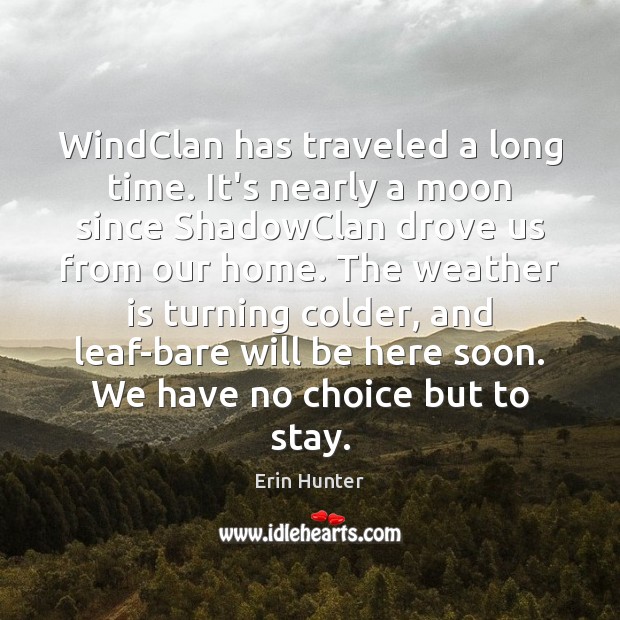 WindClan has traveled a long time. It’s nearly a moon since ShadowClan Erin Hunter Picture Quote