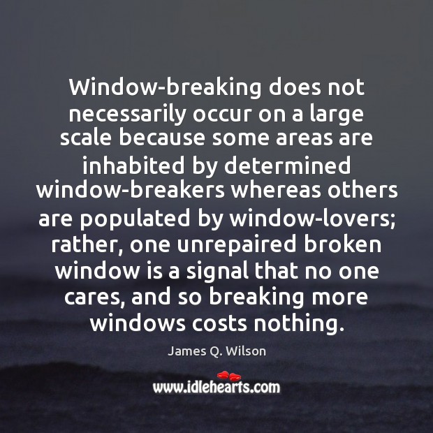 Window-breaking does not necessarily occur on a large scale because some areas James Q. Wilson Picture Quote