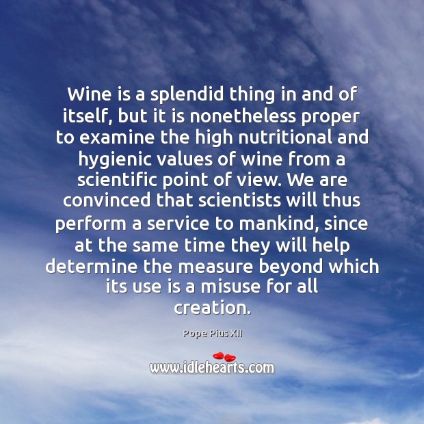 Wine is a splendid thing in and of itself, but it is Image