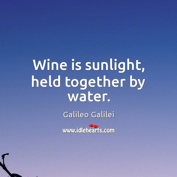 Wine is sunlight, held together by water. Galileo Galilei Picture Quote