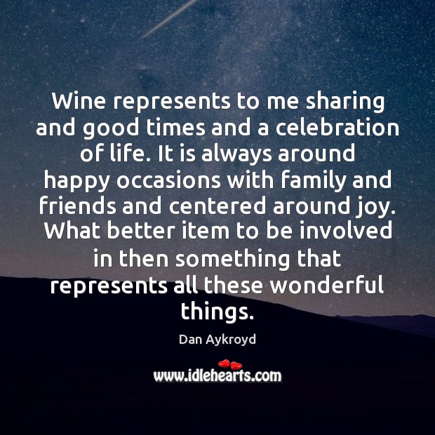 Wine represents to me sharing and good times and a celebration of Image