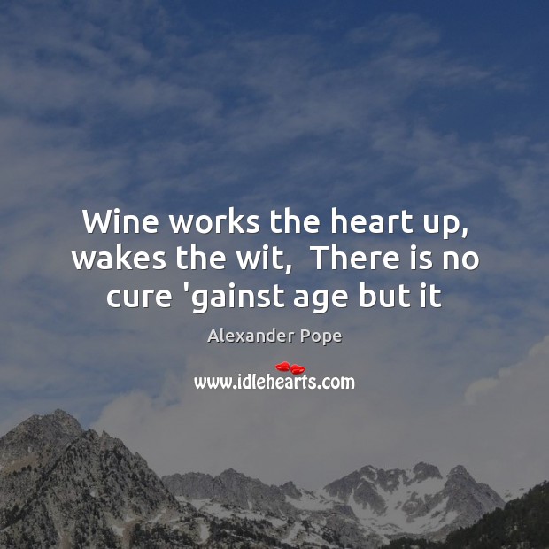 Wine works the heart up, wakes the wit,  There is no cure ‘gainst age but it Alexander Pope Picture Quote