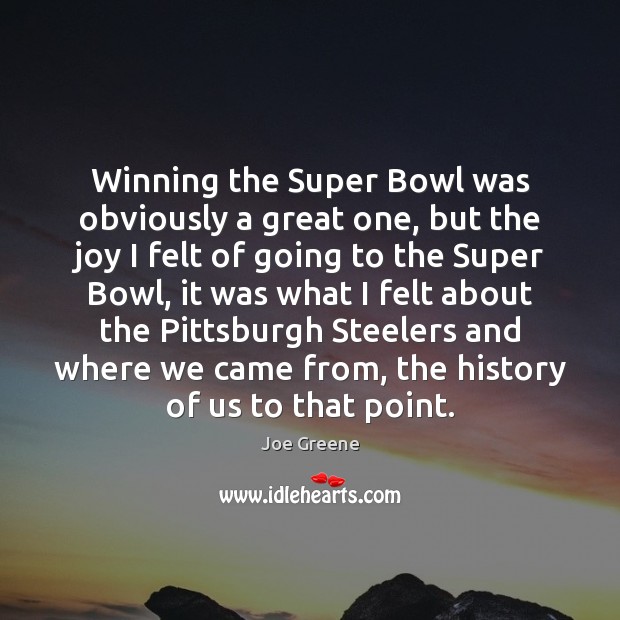 Winning the Super Bowl was obviously a great one, but the joy Joe Greene Picture Quote