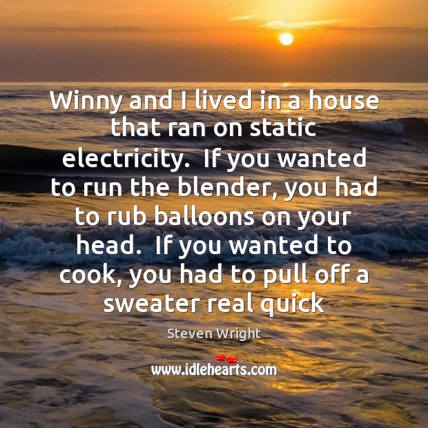 Winny and I lived in a house that ran on static electricity. Image