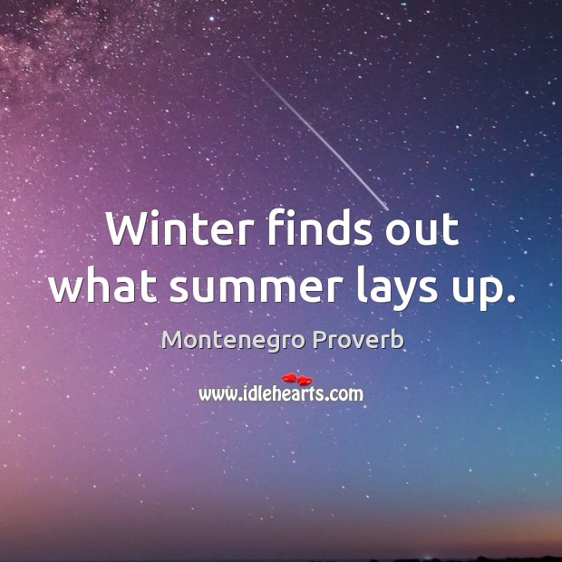 Winter finds out what summer lays up. Montenegro Proverbs Image