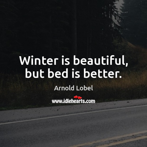 Winter is beautiful, but bed is better. Arnold Lobel Picture Quote