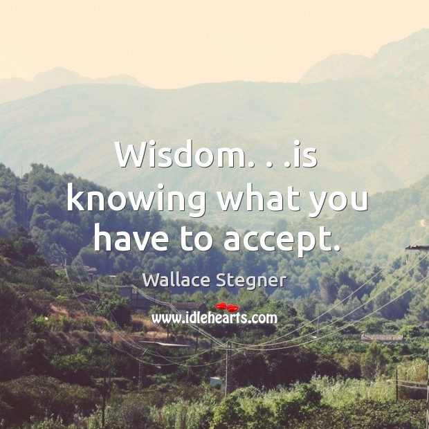 Wisdom. . .is knowing what you have to accept. Image