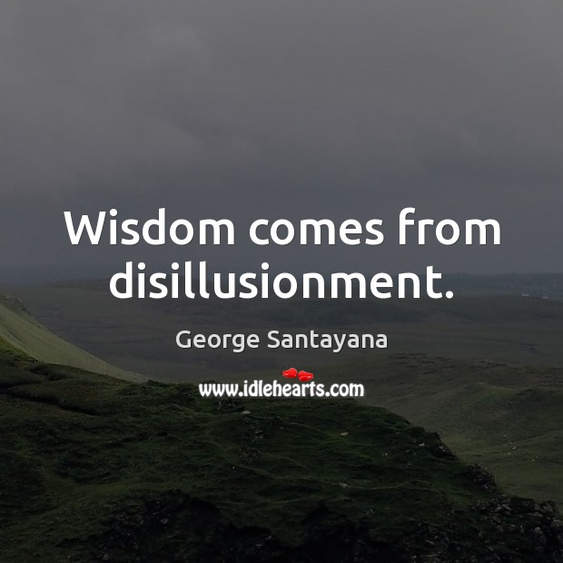 Wisdom comes from disillusionment. 