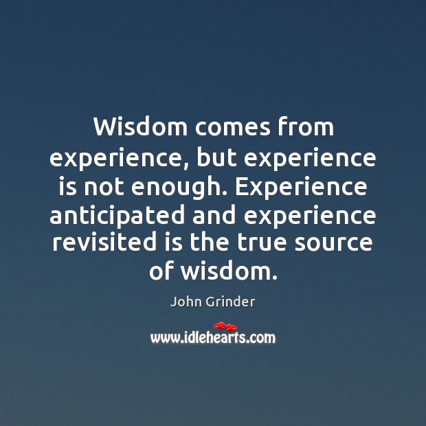 Wisdom comes from experience, but experience is not enough. Experience anticipated and Wisdom Quotes Image