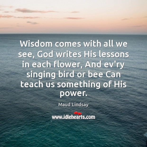 Wisdom comes with all we see, God writes His lessons in each Image
