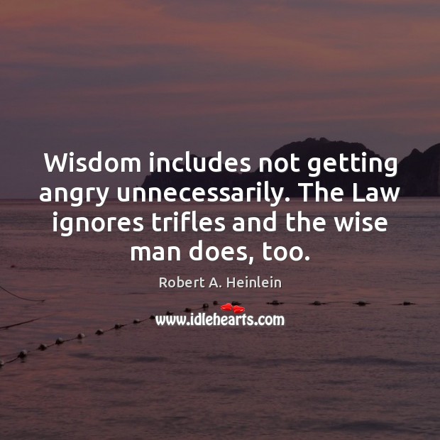 Wisdom includes not getting angry unnecessarily. The Law ignores trifles and the 