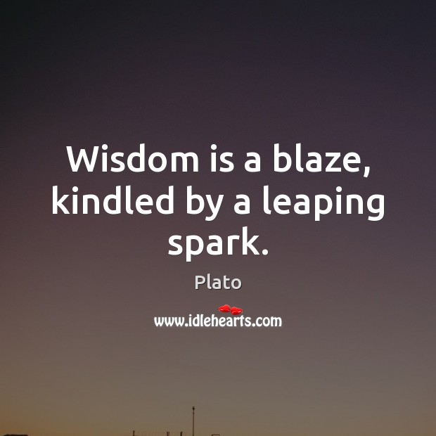 Wisdom is a blaze, kindled by a leaping spark. Plato Picture Quote