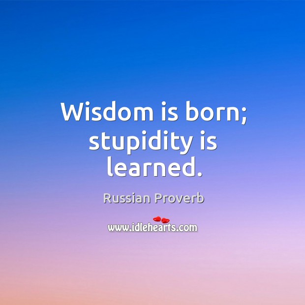 Wisdom is born; stupidity is learned. Russian Proverbs Image
