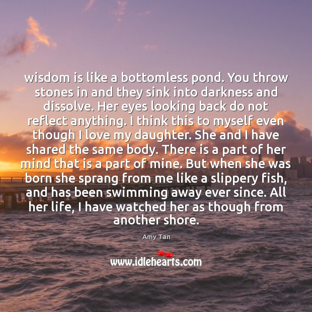 Wisdom is like a bottomless pond. You throw stones in and they Wisdom Quotes Image