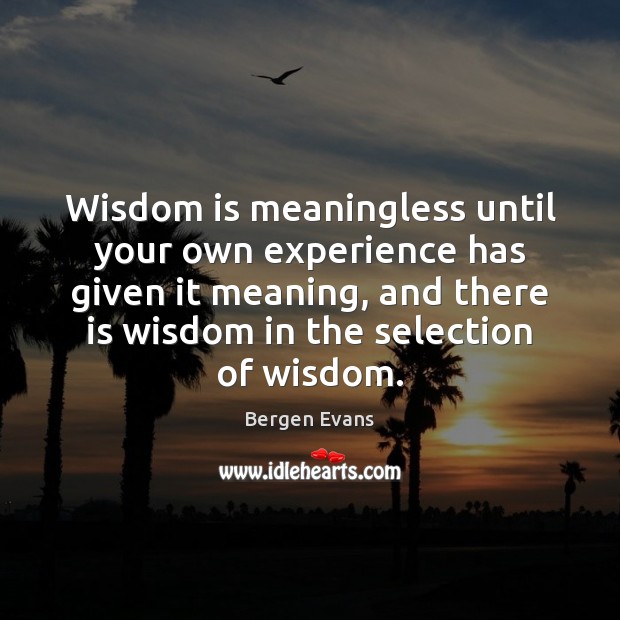 Wisdom is meaningless until your own experience has given it meaning, and Image