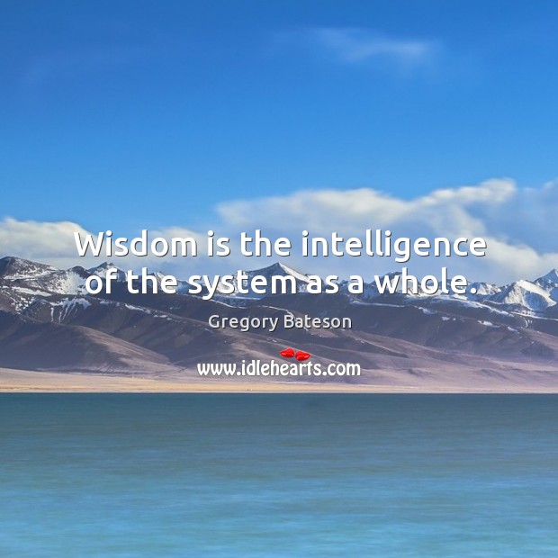 Wisdom is the intelligence of the system as a whole. Gregory Bateson Picture Quote