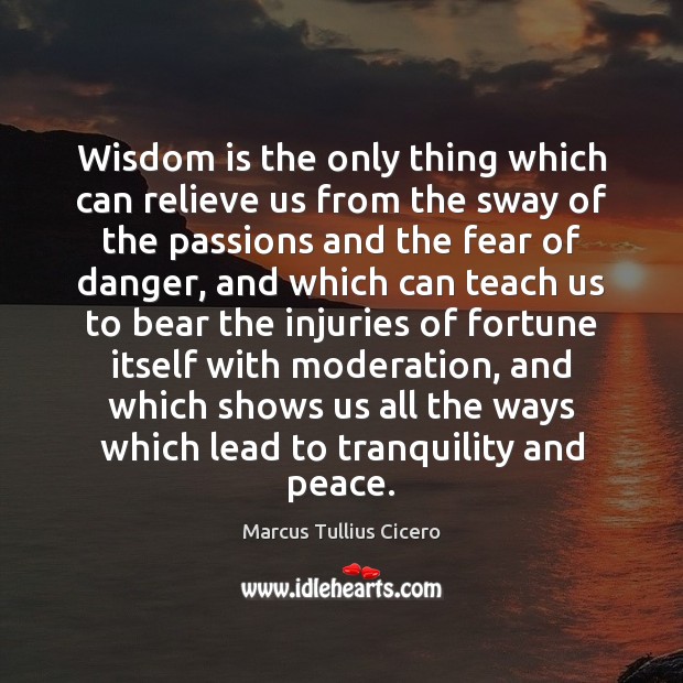 Wisdom is the only thing which can relieve us from the sway Marcus Tullius Cicero Picture Quote