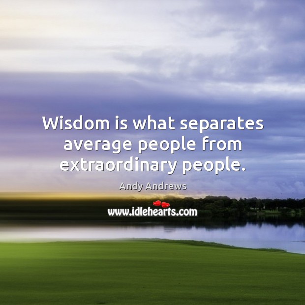 Wisdom is what separates average people from extraordinary people. Andy Andrews Picture Quote
